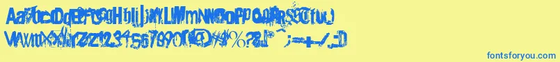 Angsterdamn-Schriftart – Blaue Schriften auf gelbem Hintergrund