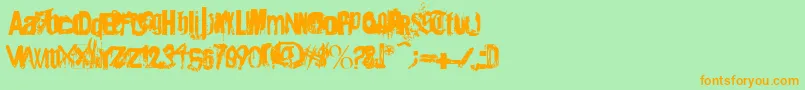 Angsterdamn-Schriftart – Orangefarbene Schriften auf grünem Hintergrund