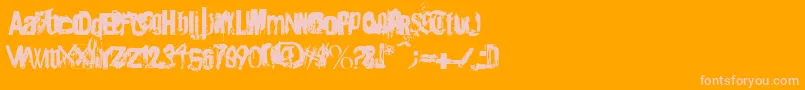 Angsterdamn-Schriftart – Rosa Schriften auf orangefarbenem Hintergrund