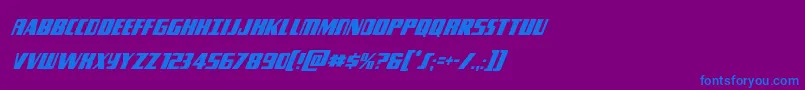 フォントTyphooncondital – 紫色の背景に青い文字