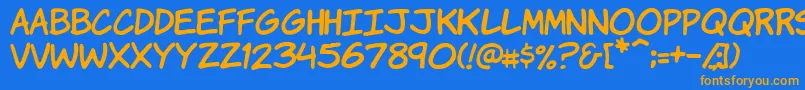Vtckomixationhand-Schriftart – Orangefarbene Schriften auf blauem Hintergrund