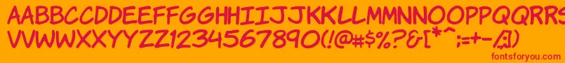 Vtckomixationhand-Schriftart – Rote Schriften auf orangefarbenem Hintergrund