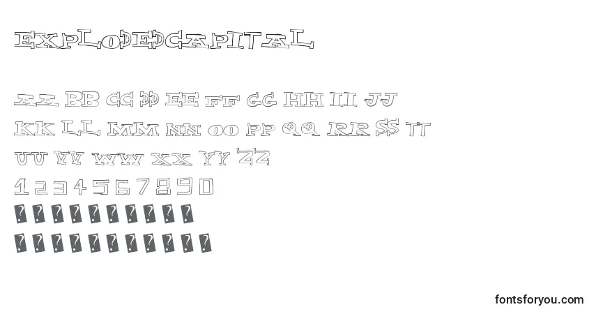 Explodedcapital-fontti – aakkoset, numerot, erikoismerkit