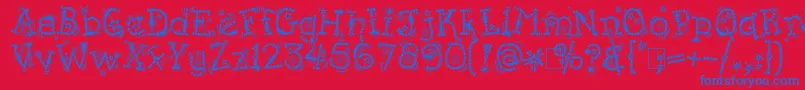 フォントKingthingsFlashbang – 赤い背景に青い文字