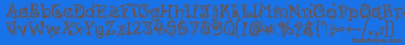 Fonte KingthingsFlashbang – fontes marrons em um fundo azul