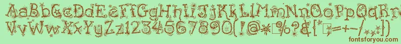 KingthingsFlashbang-fontti – ruskeat fontit vihreällä taustalla