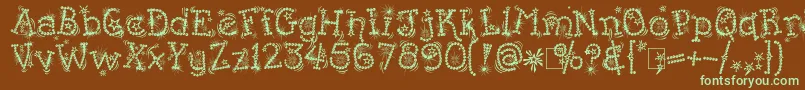 KingthingsFlashbang-fontti – vihreät fontit ruskealla taustalla