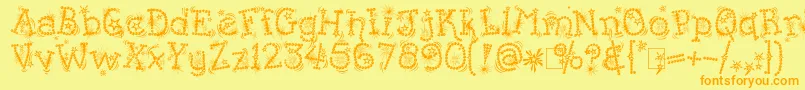 KingthingsFlashbang-Schriftart – Orangefarbene Schriften auf gelbem Hintergrund