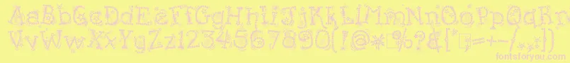KingthingsFlashbang-fontti – vaaleanpunaiset fontit keltaisella taustalla