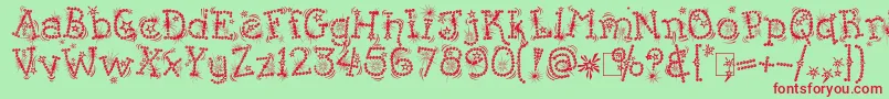 KingthingsFlashbang-fontti – punaiset fontit vihreällä taustalla