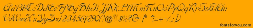 fuente Dobkinscript – Fuentes Negras Sobre Fondo Naranja