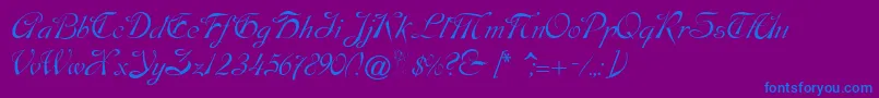 Dobkinscript Font – Blue Fonts on Purple Background