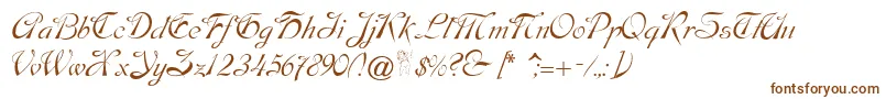 Dobkinscript-Schriftart – Braune Schriften auf weißem Hintergrund