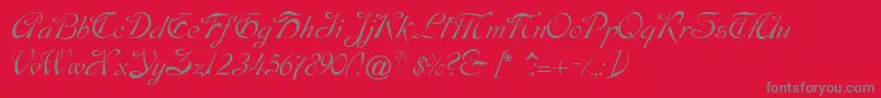 フォントDobkinscript – 赤い背景に灰色の文字