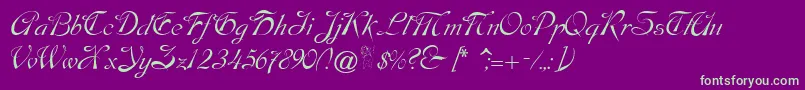 Czcionka Dobkinscript – zielone czcionki na fioletowym tle