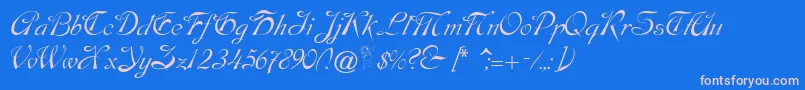 Dobkinscript Font – Pink Fonts on Blue Background