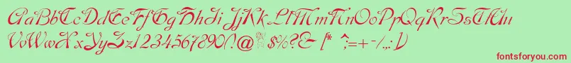 Шрифт Dobkinscript – красные шрифты на зелёном фоне