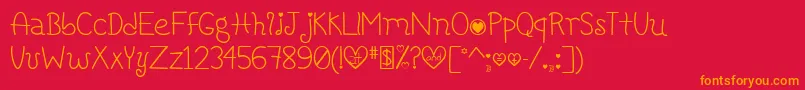 フォントHoneybee – 赤い背景にオレンジの文字