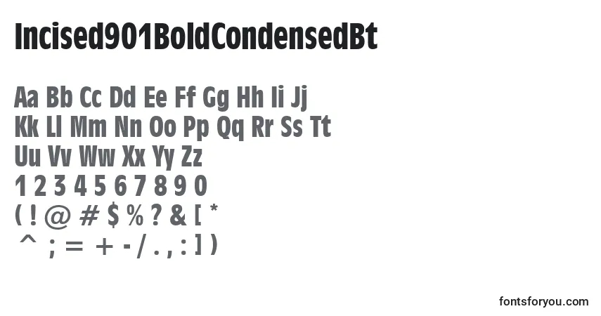 A fonte Incised901BoldCondensedBt – alfabeto, números, caracteres especiais