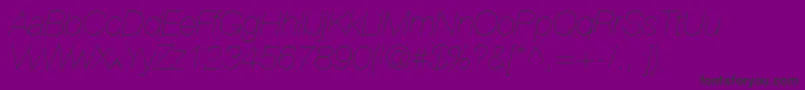 HelveticaLt26UltraLightItalic-Schriftart – Schwarze Schriften auf violettem Hintergrund