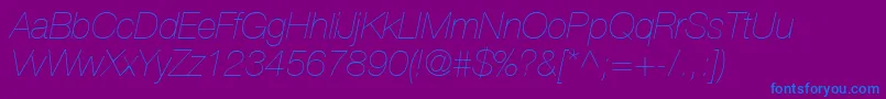 フォントHelveticaLt26UltraLightItalic – 紫色の背景に青い文字