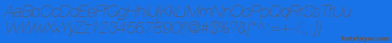 Czcionka HelveticaLt26UltraLightItalic – brązowe czcionki na niebieskim tle