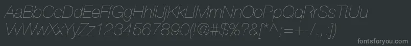Шрифт HelveticaLt26UltraLightItalic – серые шрифты на чёрном фоне