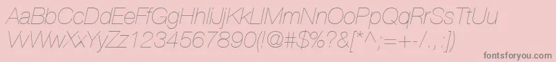 HelveticaLt26UltraLightItalic-Schriftart – Graue Schriften auf rosa Hintergrund