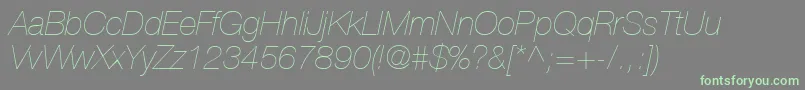 HelveticaLt26UltraLightItalic-fontti – vihreät fontit harmaalla taustalla