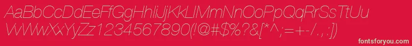 Шрифт HelveticaLt26UltraLightItalic – зелёные шрифты на красном фоне