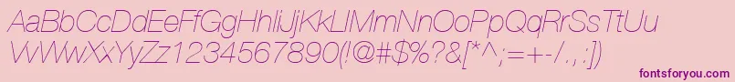 HelveticaLt26UltraLightItalic Font – Purple Fonts on Pink Background