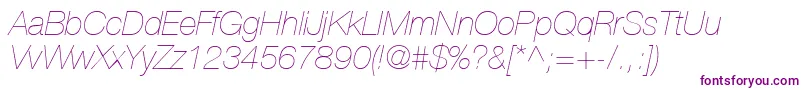 HelveticaLt26UltraLightItalic Font – Purple Fonts on White Background