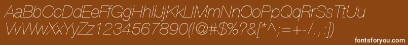 HelveticaLt26UltraLightItalic Font – White Fonts on Brown Background