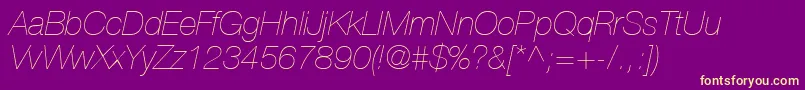 Шрифт HelveticaLt26UltraLightItalic – жёлтые шрифты на фиолетовом фоне