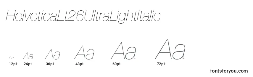 HelveticaLt26UltraLightItalic Font Sizes