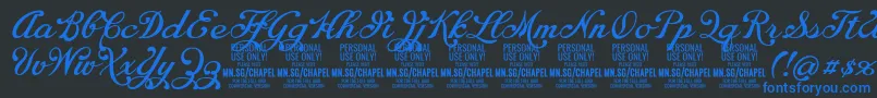 ChapelscriptPersonal Font – Blue Fonts on Black Background
