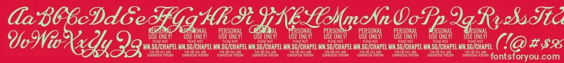 ChapelscriptPersonal Font – Green Fonts on Red Background