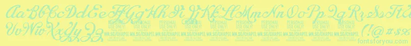 ChapelscriptPersonal-Schriftart – Grüne Schriften auf gelbem Hintergrund