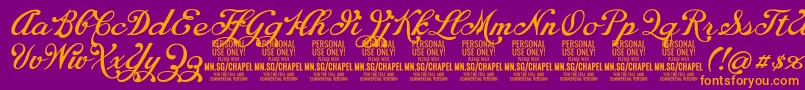 ChapelscriptPersonal Font – Orange Fonts on Purple Background