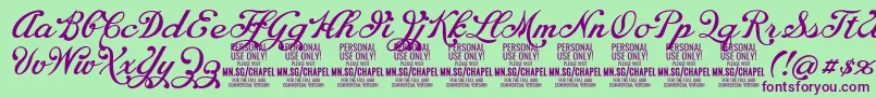 ChapelscriptPersonal Font – Purple Fonts on Green Background