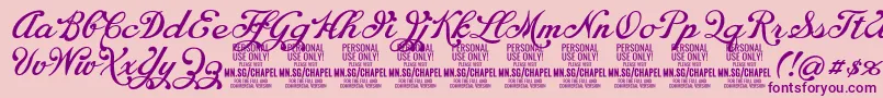ChapelscriptPersonal Font – Purple Fonts on Pink Background