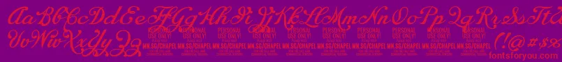 Fonte ChapelscriptPersonal – fontes vermelhas em um fundo violeta