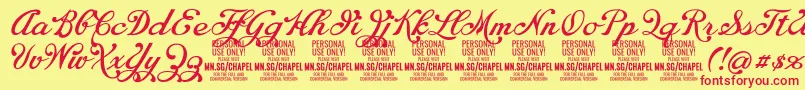 ChapelscriptPersonal Font – Red Fonts on Yellow Background