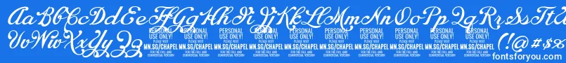 ChapelscriptPersonal-fontti – valkoiset fontit sinisellä taustalla