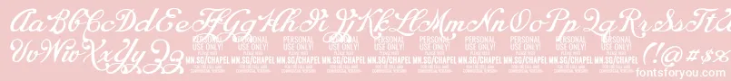 Fonte ChapelscriptPersonal – fontes brancas em um fundo rosa