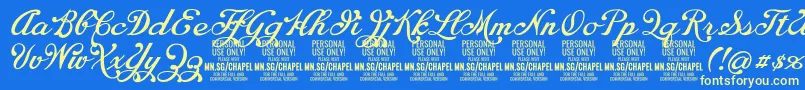 ChapelscriptPersonal Font – Yellow Fonts on Blue Background