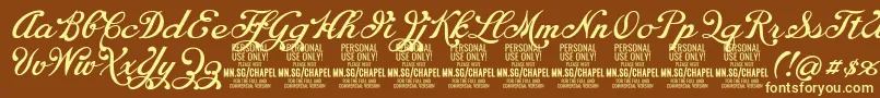 Шрифт ChapelscriptPersonal – жёлтые шрифты на коричневом фоне