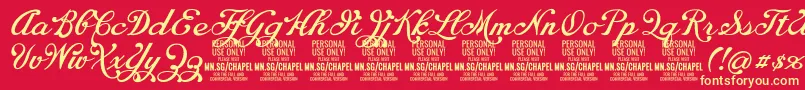 ChapelscriptPersonal Font – Yellow Fonts on Red Background