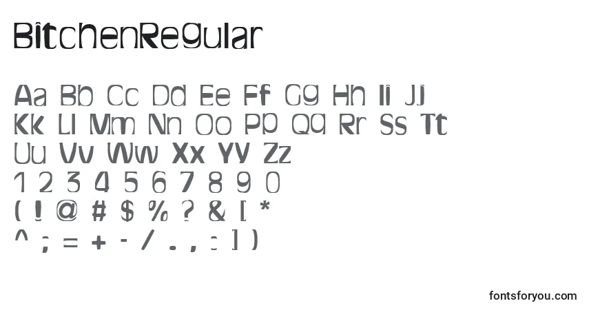 Schriftart BitchenRegular – Alphabet, Zahlen, spezielle Symbole