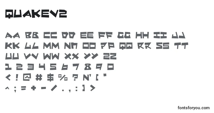 A fonte Quakev2 – alfabeto, números, caracteres especiais